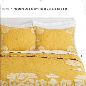 *ISO* World Market Mustard and Ivory Sol Bedding
